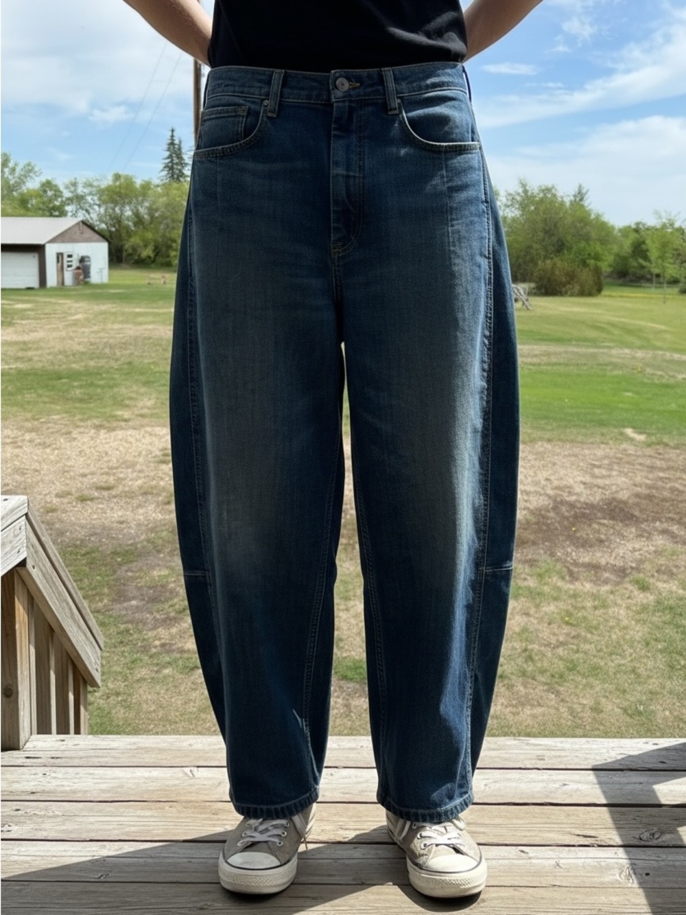 Pilcro Barrel Jeans in Denim Blue Wash - Picture 2 of 10